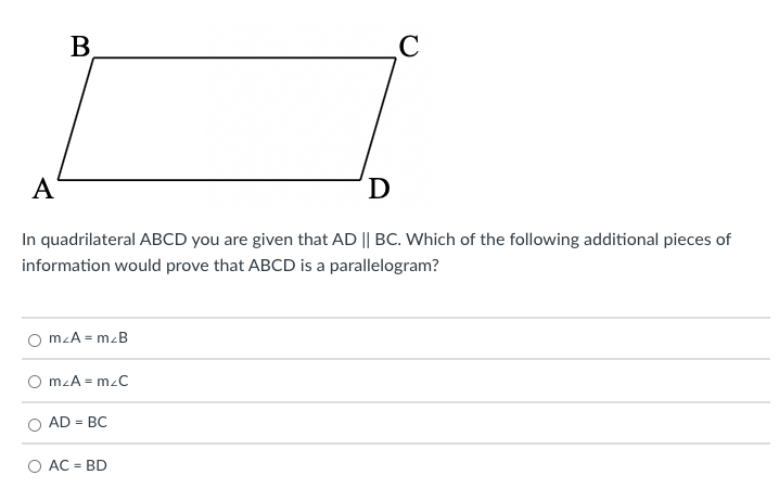 Solved B С A D In Quadrilateral ABCD You Are Given That AD | Chegg.com