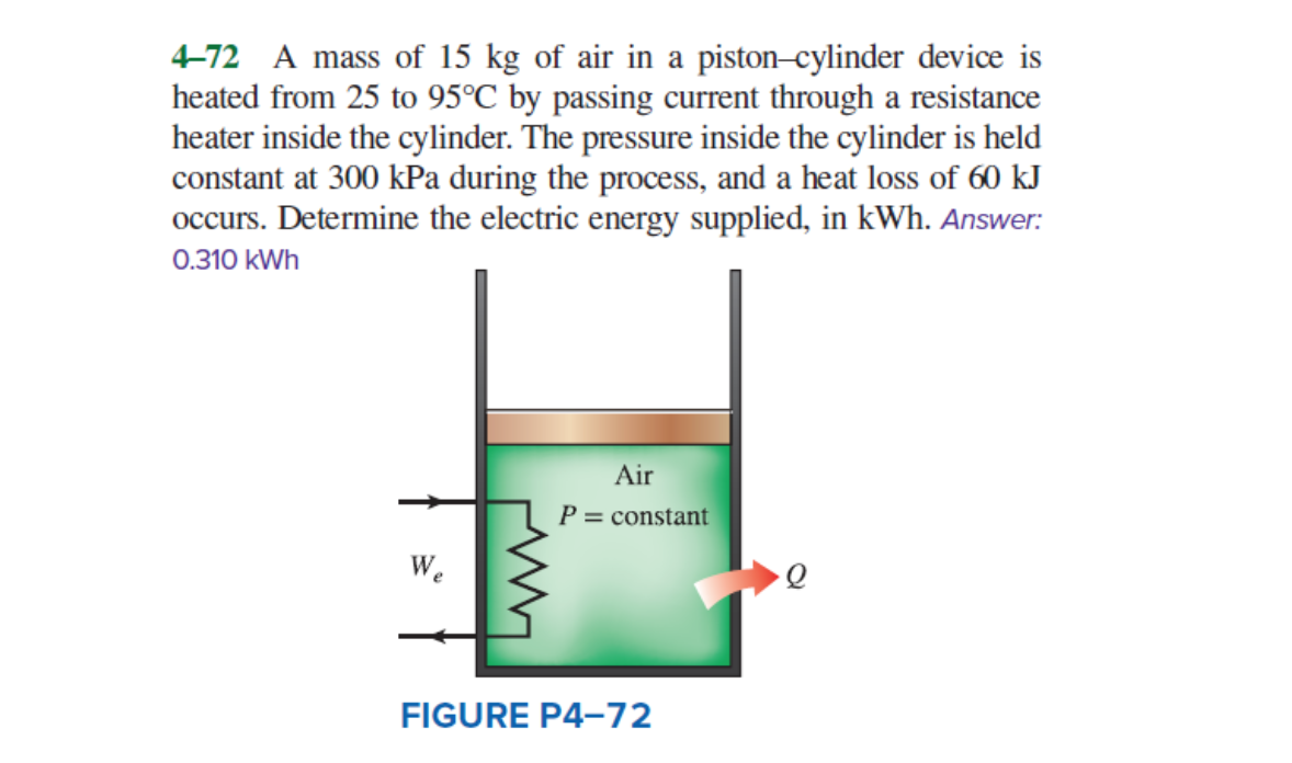 Solved 472 A mass of 15 kg of air in a pistoncylinder