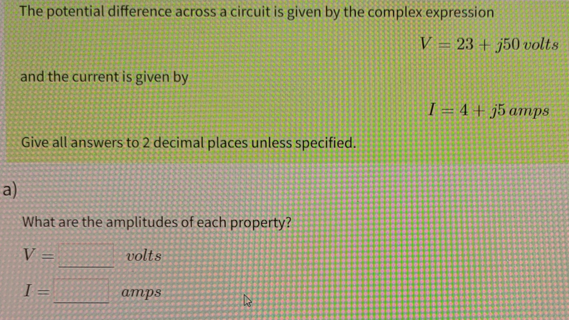 Solved The potential difference across a circuit is given by | Chegg.com
