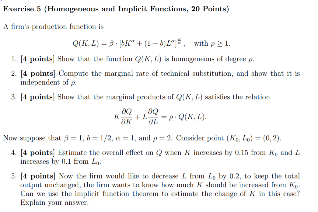 Implicit Function Questions Solved Exercise 5 (Homogeneous and Implicit Functions, 20 | Chegg.com