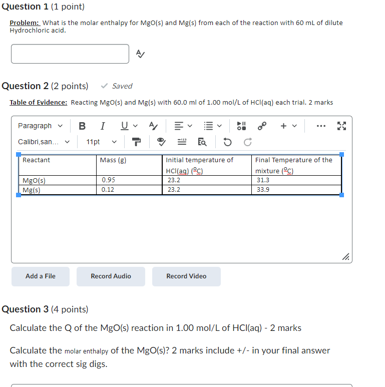 Solved Question 1 (1 point) Problem: What is the molar | Chegg.com