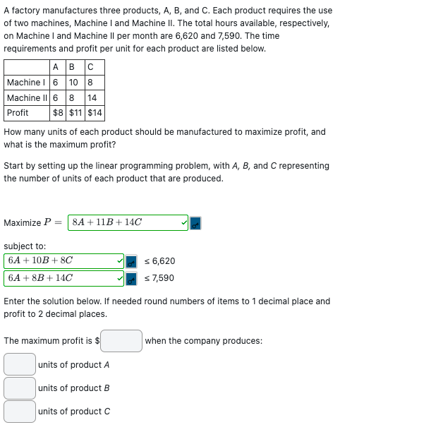 Solved A Factory Manufactures Three Products, A, B, And C. | Chegg.com