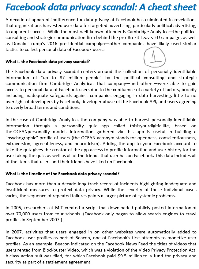 facebook privacy case study answers