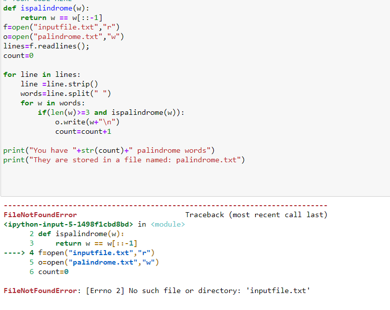 Solved def ispalindrome (w): return w == w[::-1] | Chegg.com