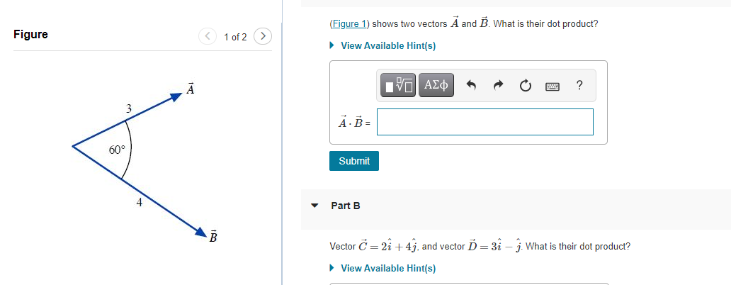 Solved (Figure 1) Shows Two Vectors A And B. What Is Their | Chegg.com