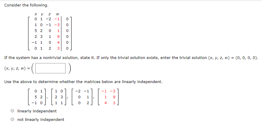 Solved Consider the following. X Y 0 1 1 0 5 2 2 3 -1 1 0 1 | Chegg.com
