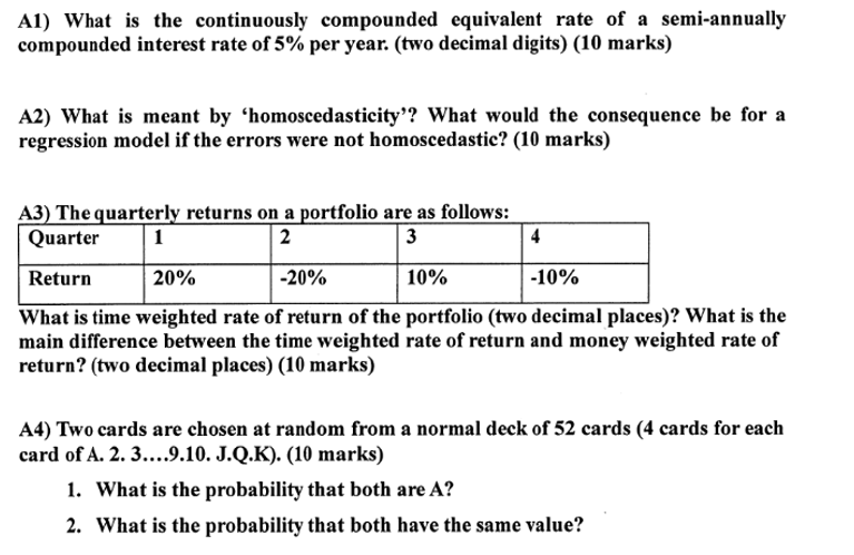 Equivalent Compound Rates Solved A1) What is the continuously compounded equivalent | Chegg.com