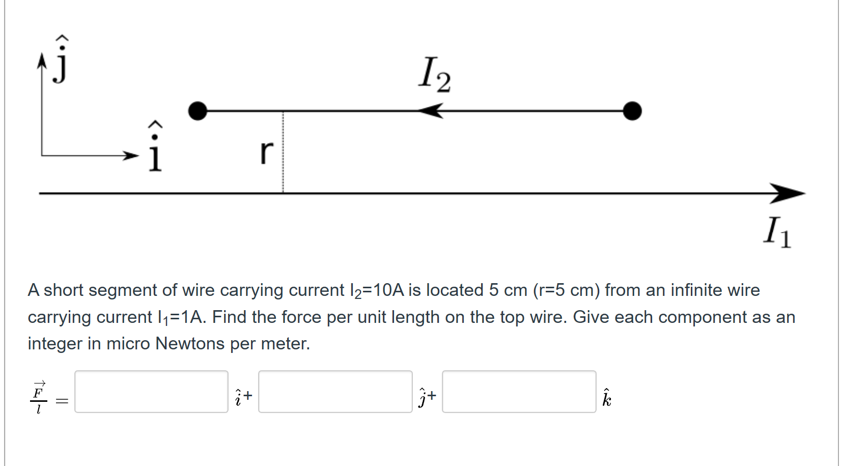 a 2 cm segment of wire carrying