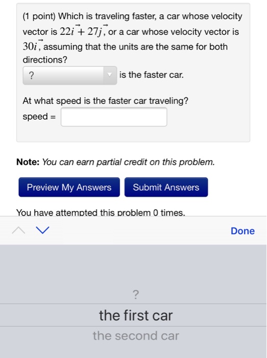 solved-1-point-which-is-traveling-faster-a-car-whose-chegg