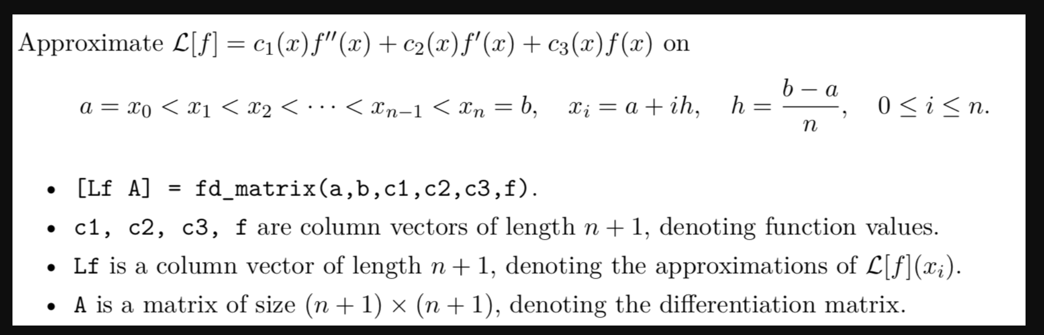 Solved Approximate L[f] = C1(x)f