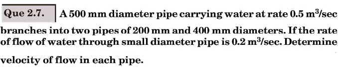 Solved Que 2.7. A 500 mm diameter pipe carrying water at | Chegg.com