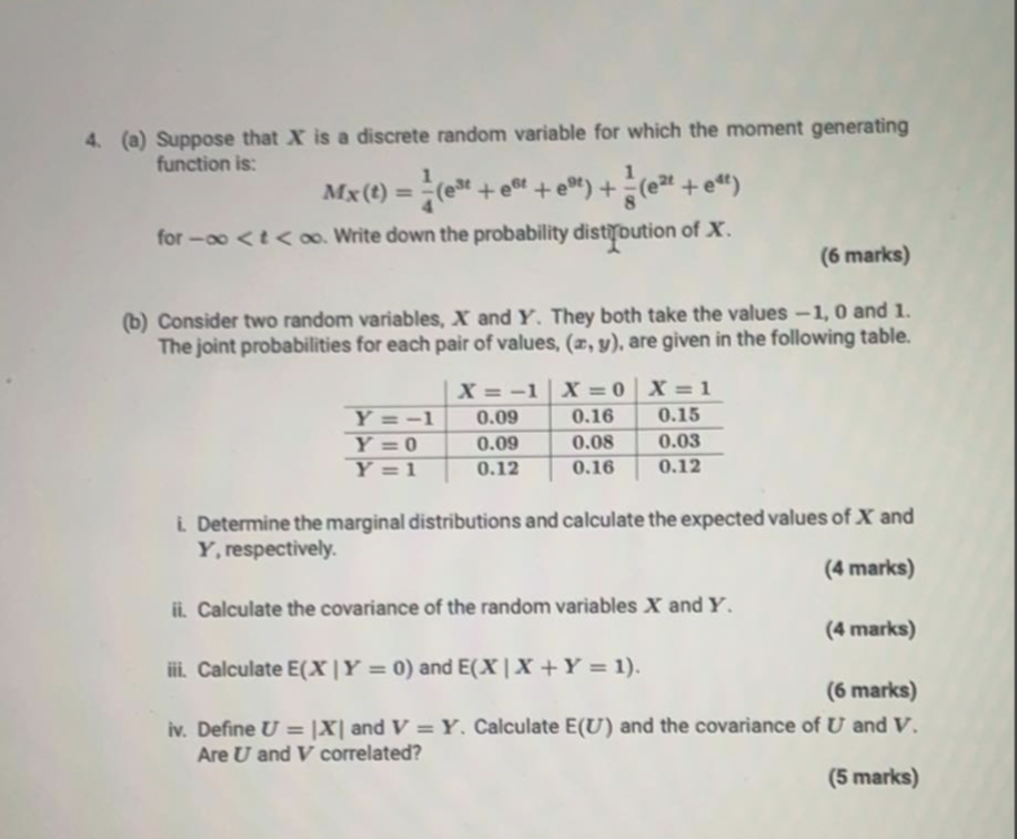 Solved 4. (a) Suppose that X is a discrete random variable | Chegg.com