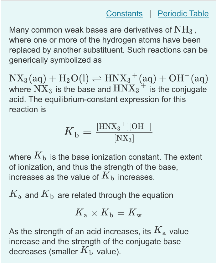 Solved Constants Periodic Table Many Common Weak Bases Are | Chegg.com