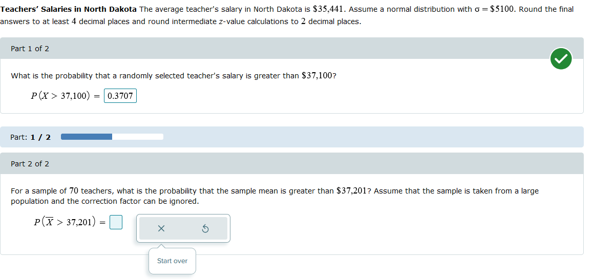 Solved eachers' Salaries in North Dakota The average | Chegg.com