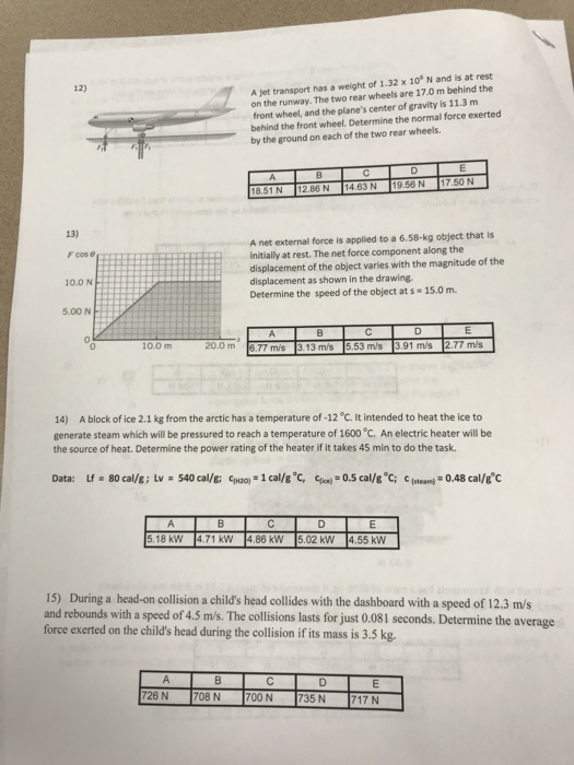 Solved A jet transport has a weight of 1.32 x 10 N and is at | Chegg.com