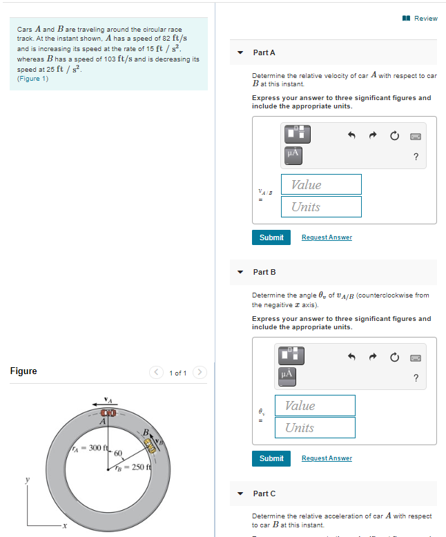 Solved Review Cars A and B are traveling around the circular | Chegg.com