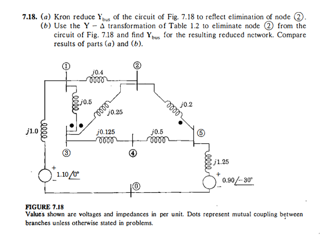 Solved 7.18. (a) Kron reduce Ybus of the circuit of Fig. | Chegg.com