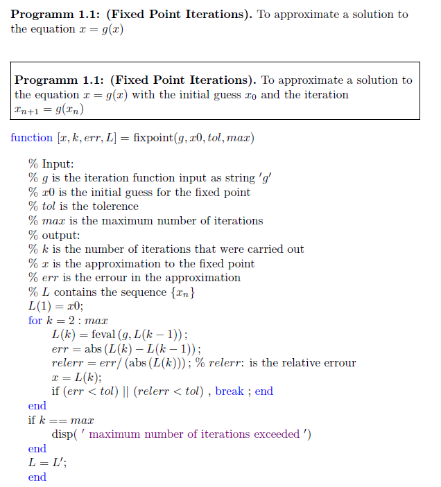 Use program 1.1 to approximatie the fixed points ( if | Chegg.com