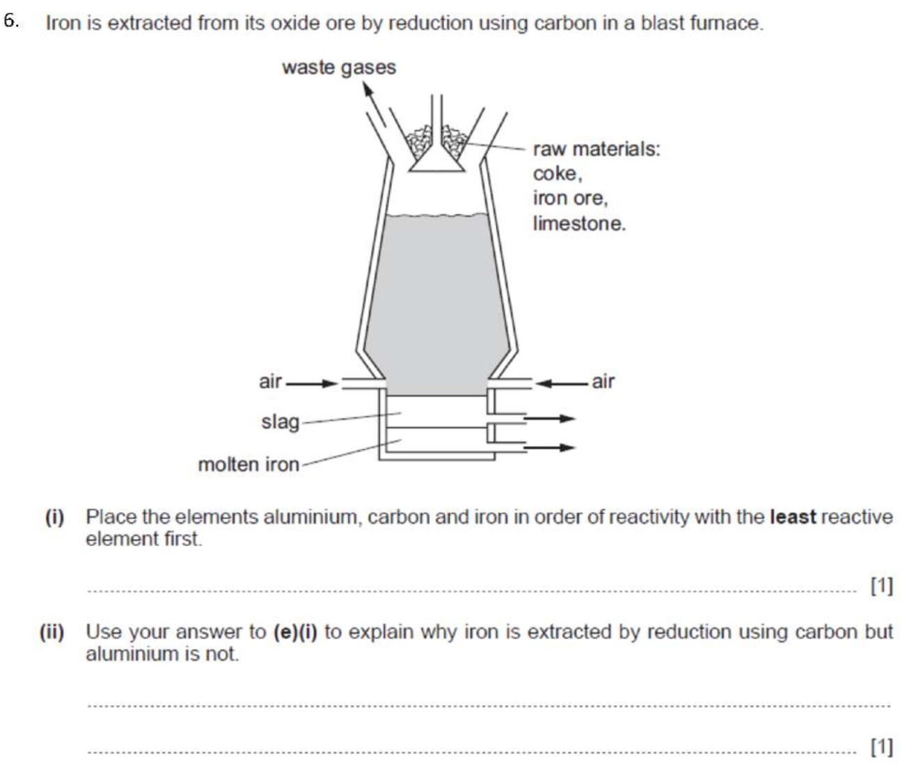 Solved Iron is extracted from its oxide ore by reduction