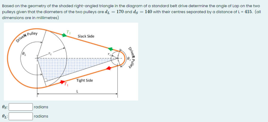 Solved Driven Pulley Based on the geometry of the shaded | Chegg.com