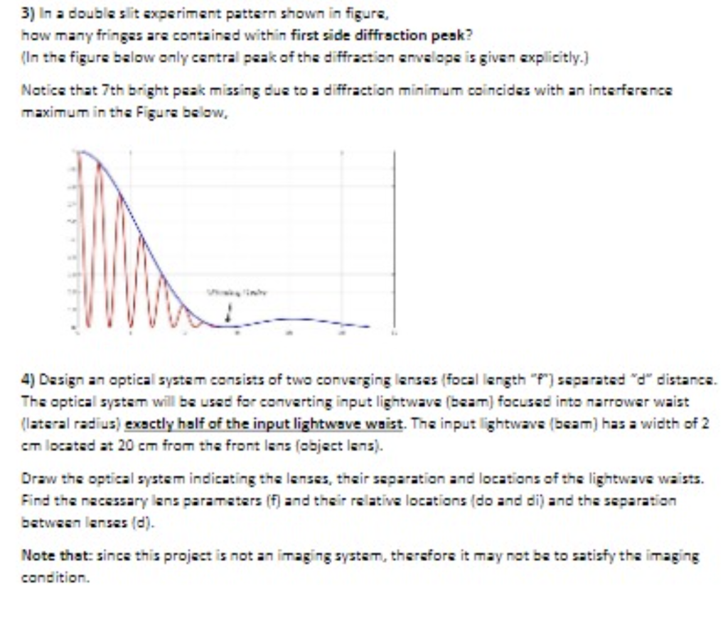 Solved 3) In a double slit experiment pattern shown in | Chegg.com