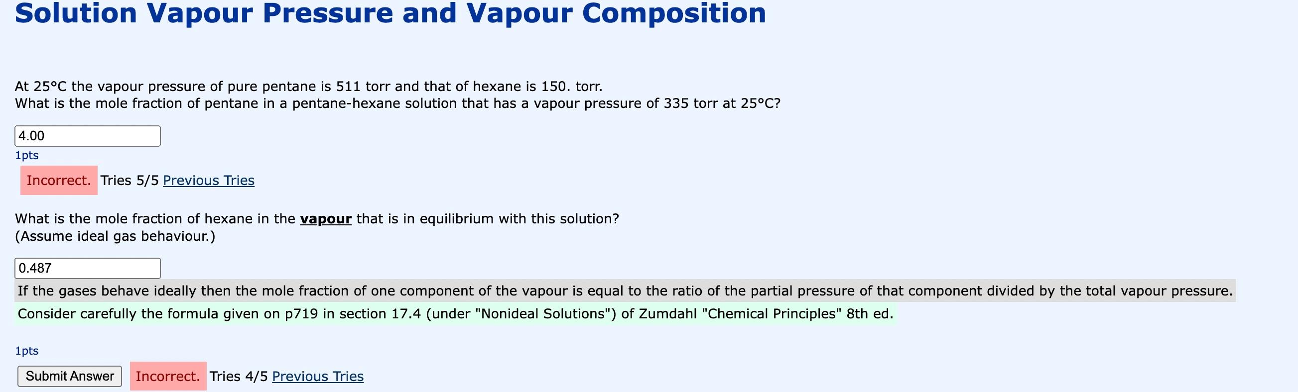 Solved Solution Vapour Pressure And Vapour Composition At | Chegg.com