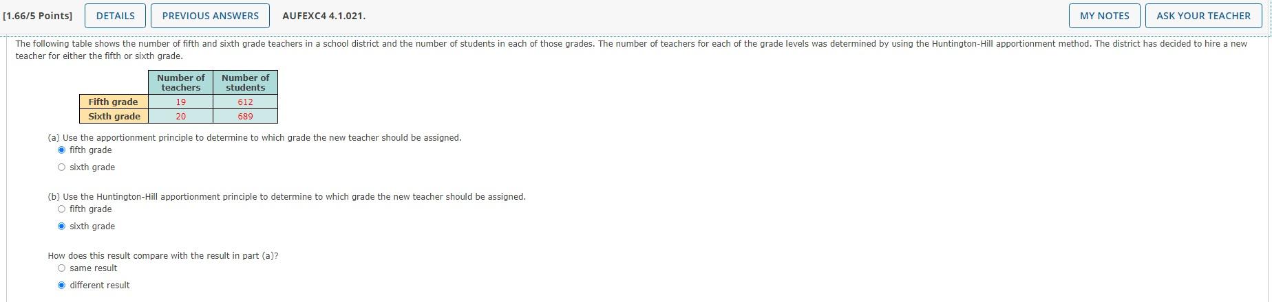 Solved [1.66/5 Points] DETAILS PREVIOUS ANSWERS AUFEXC4 | Chegg.com