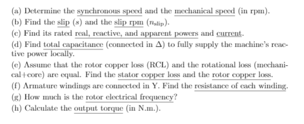 Solved Consider a three-phase induction motor with the | Chegg.com
