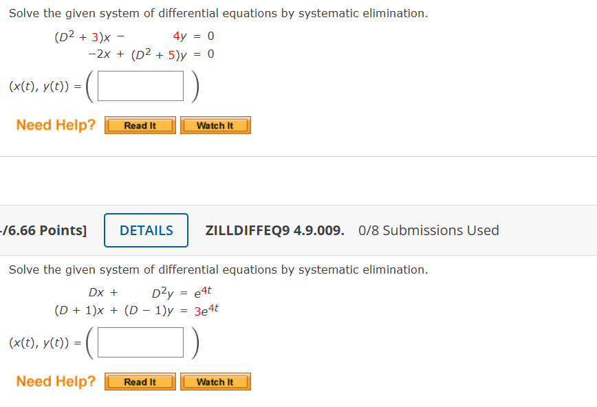 Solve the given system of differential equations by