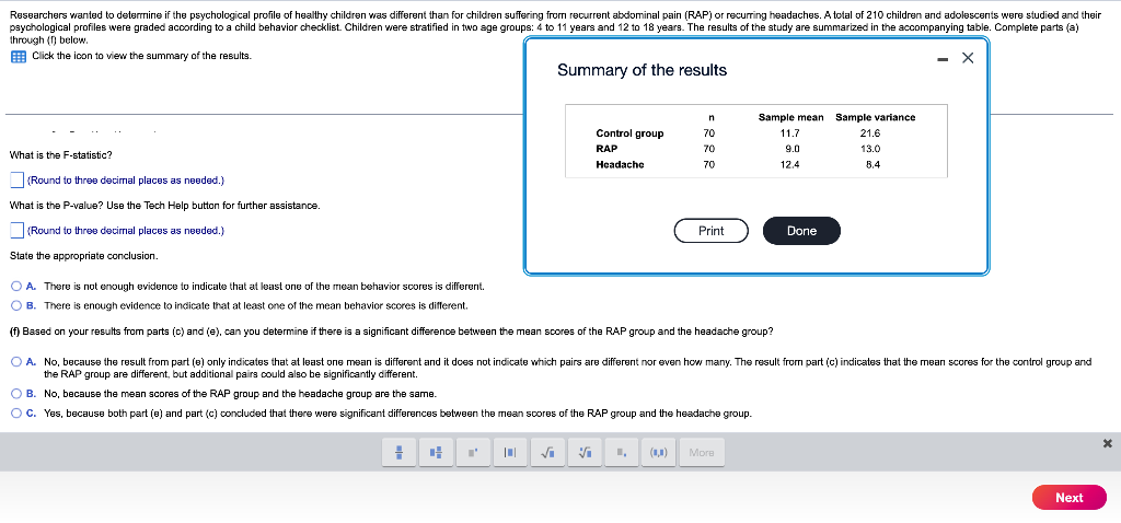 Solved Researchers wanted to determine if the psychological | Chegg.com