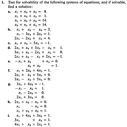 Solved + X4 1. Test for solvability of the following systems | Chegg.com