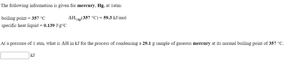 Solved The following information is given for benzene, C6H6, | Chegg.com