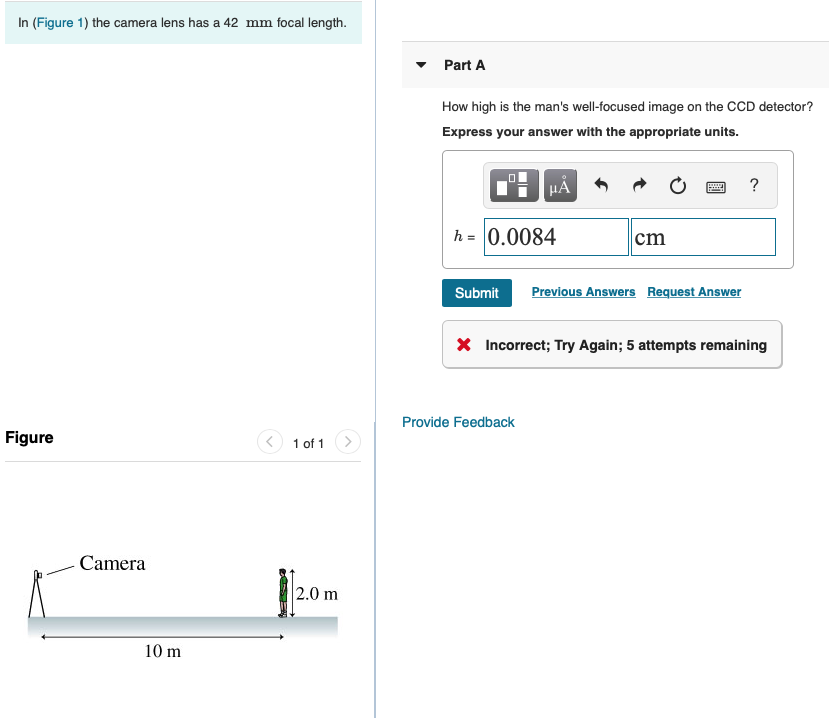 Solved In (Figure 1) the camera lens has a 42 mm focal | Chegg.com