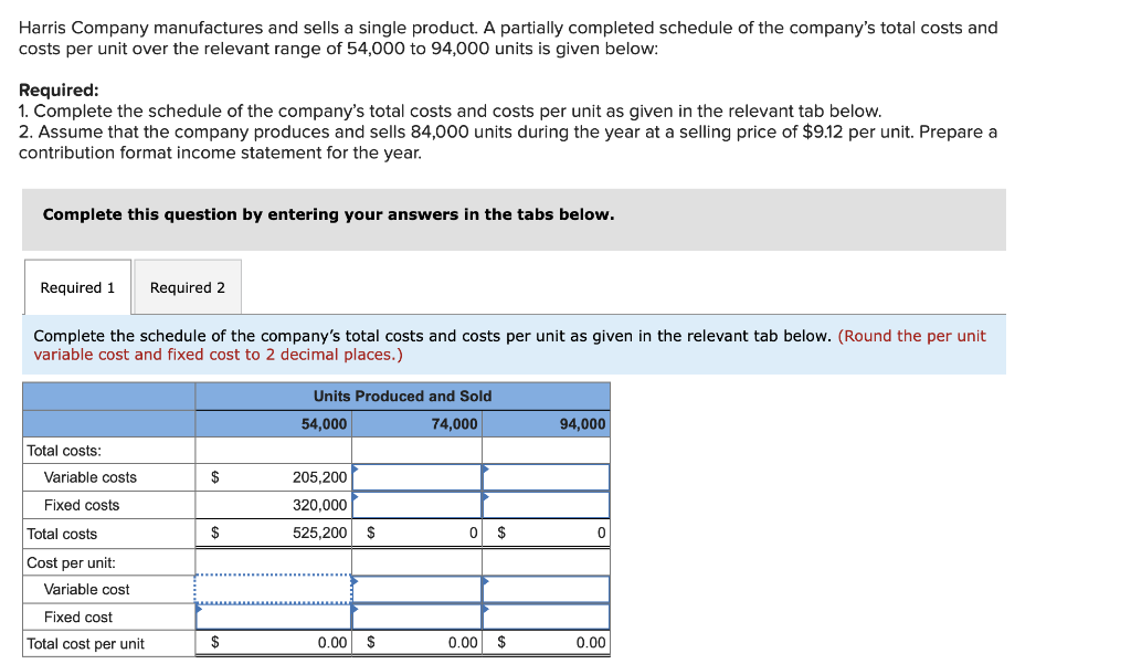 solved-harris-company-manufactures-and-sells-a-single-chegg