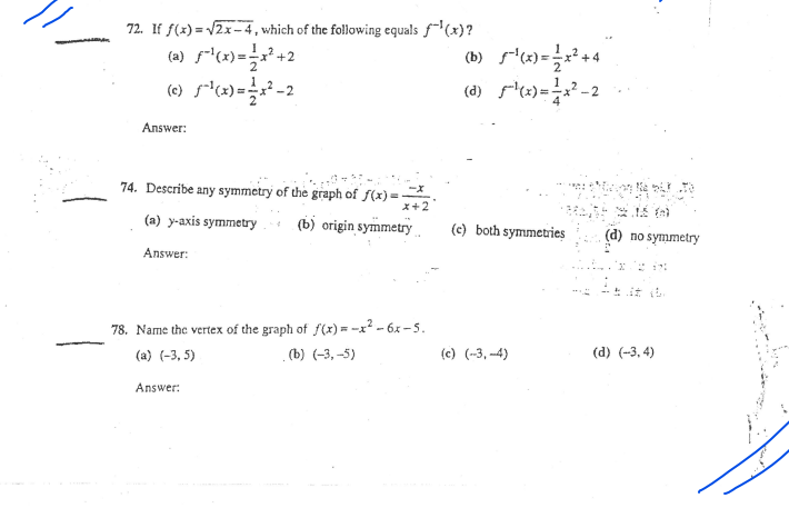 Solved 72 If F X 2x 4 Which Of The Following Equals Chegg Com