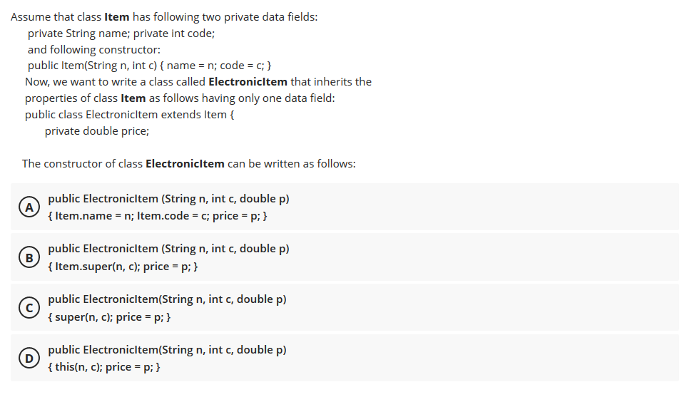 Solved Assume that class Item has following two private data | Chegg.com