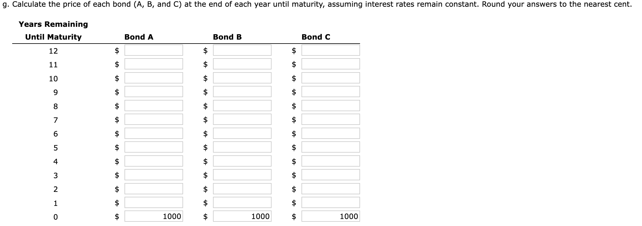 Solved Bond Valuationg. Calculate the price of each bond | Chegg.com