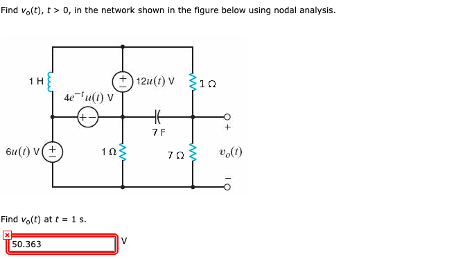 Solved Find vo(t), t > 0, in the network shown in the figure | Chegg.com