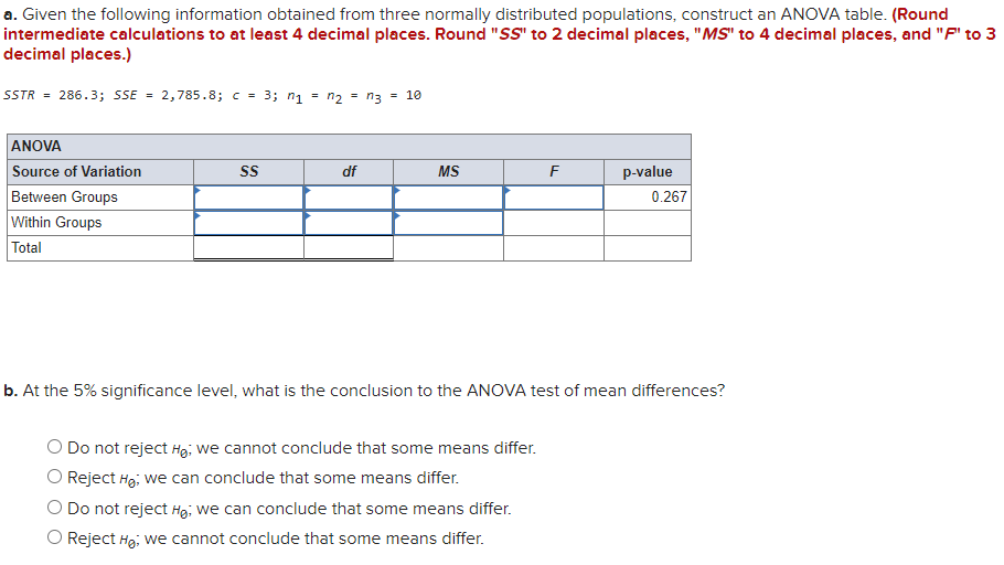 Solved a. Given the following information obtained from | Chegg.com
