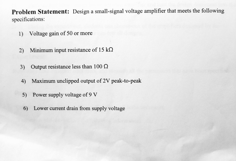 Solved Problem Statement Design a smallsignal voltage