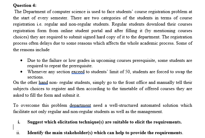 Solved Question 4: The Department of computer science is | Chegg.com