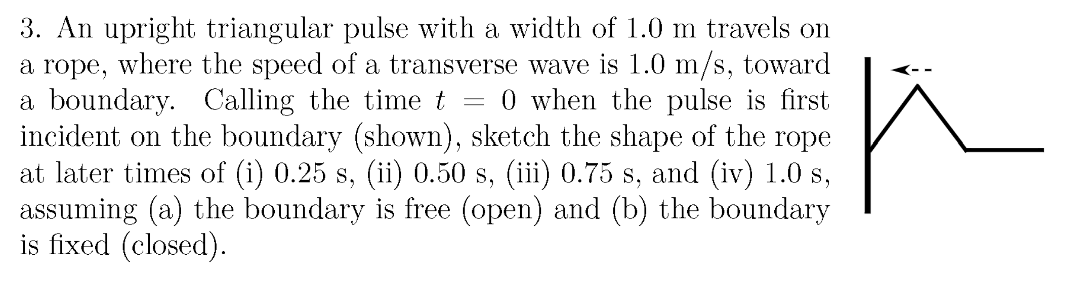 Solved An upright triangular pulse with a width of 1.0 m | Chegg.com