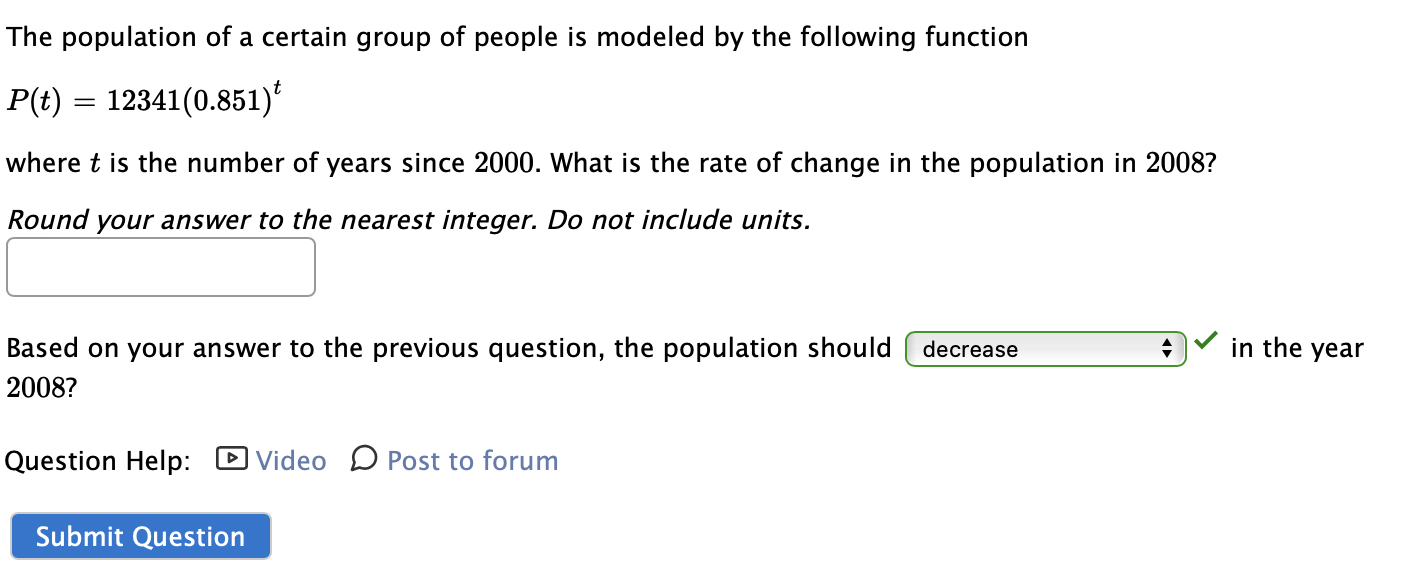 Solved The population of a certain group of people is | Chegg.com