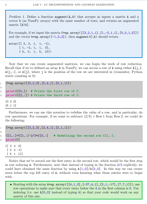 Solved 4 LAB 5 LU DECOMPOSITIONS AND GAUSSIAN ELIMINATION