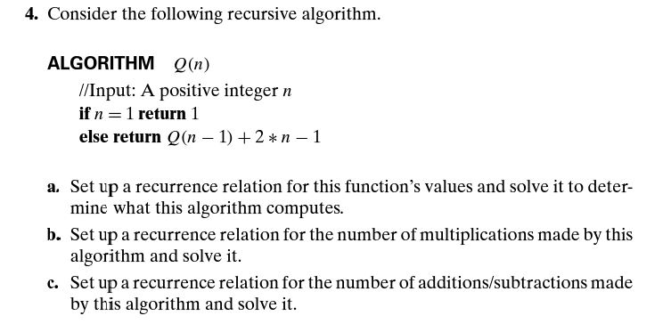 Solved 4. Consider the following recursive algorithm. | Chegg.com