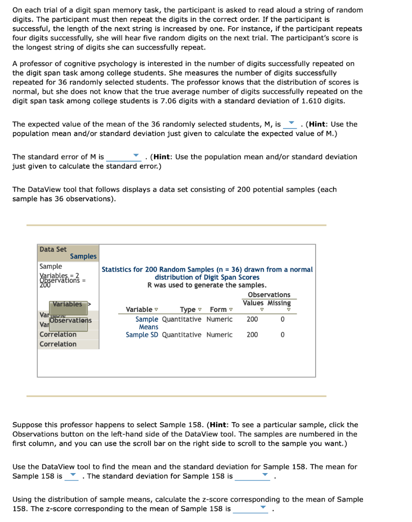 Solved On Each Trial Of A Digit Span Memory Task The