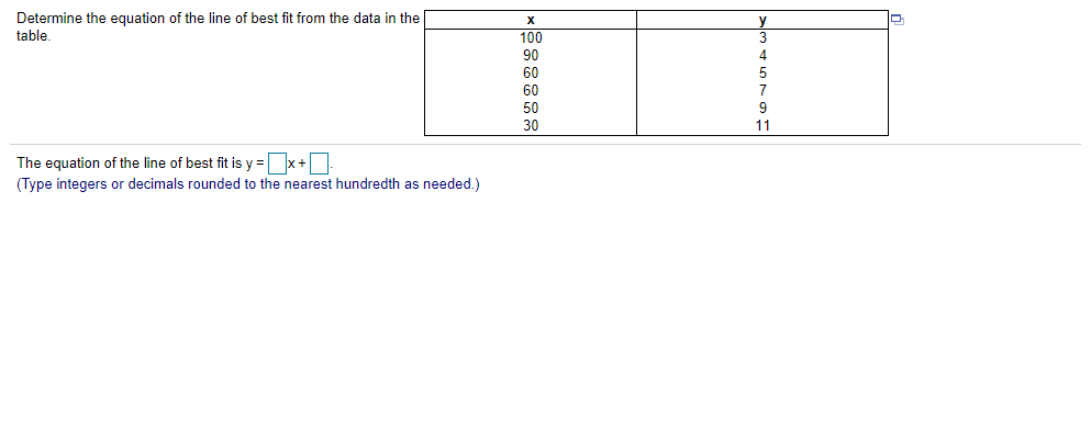 Solved Determine the equation of the line of best fit from | Chegg.com