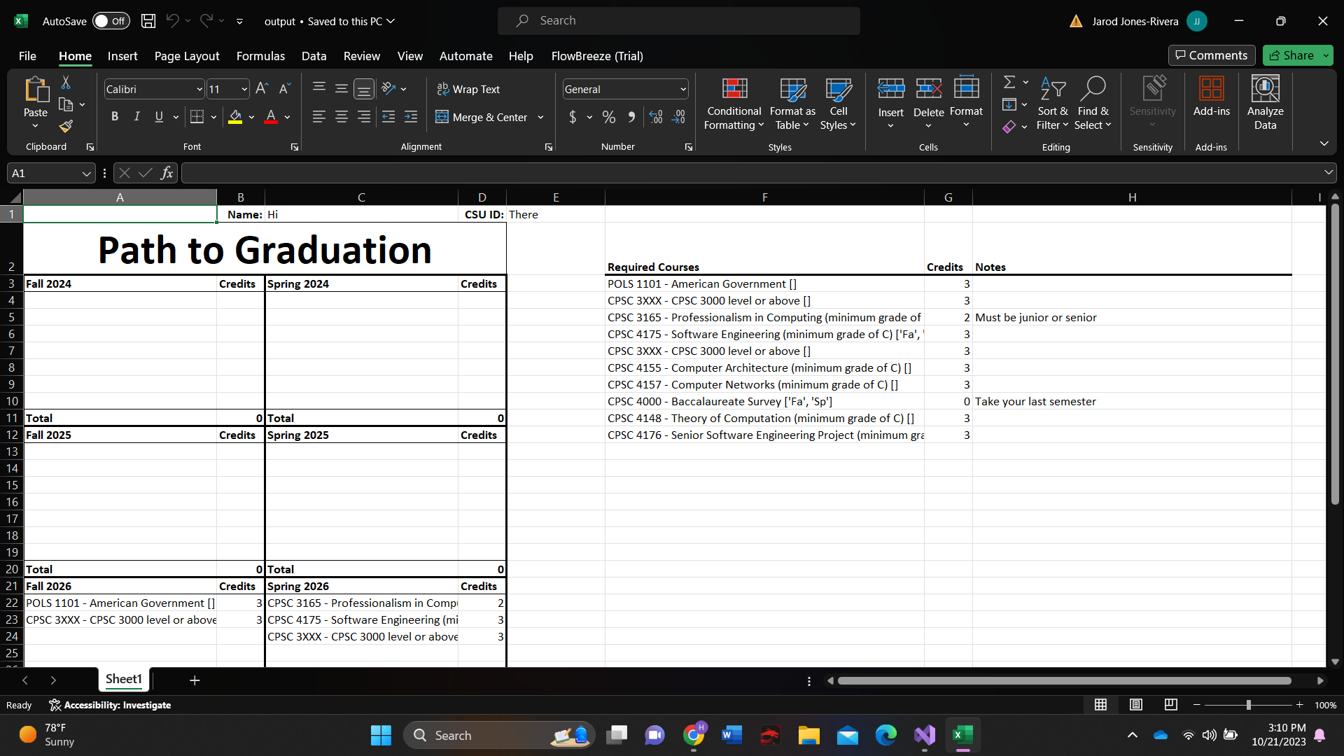 Solved IN PYTHON MY output excel file has empty semester at | Chegg.com