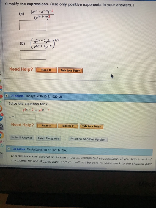 Solved Simplify the expressions. (Use only positive | Chegg.com