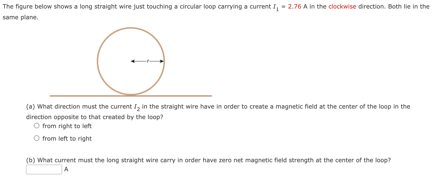 Solved = The figure below shows a long straight wire just | Chegg.com